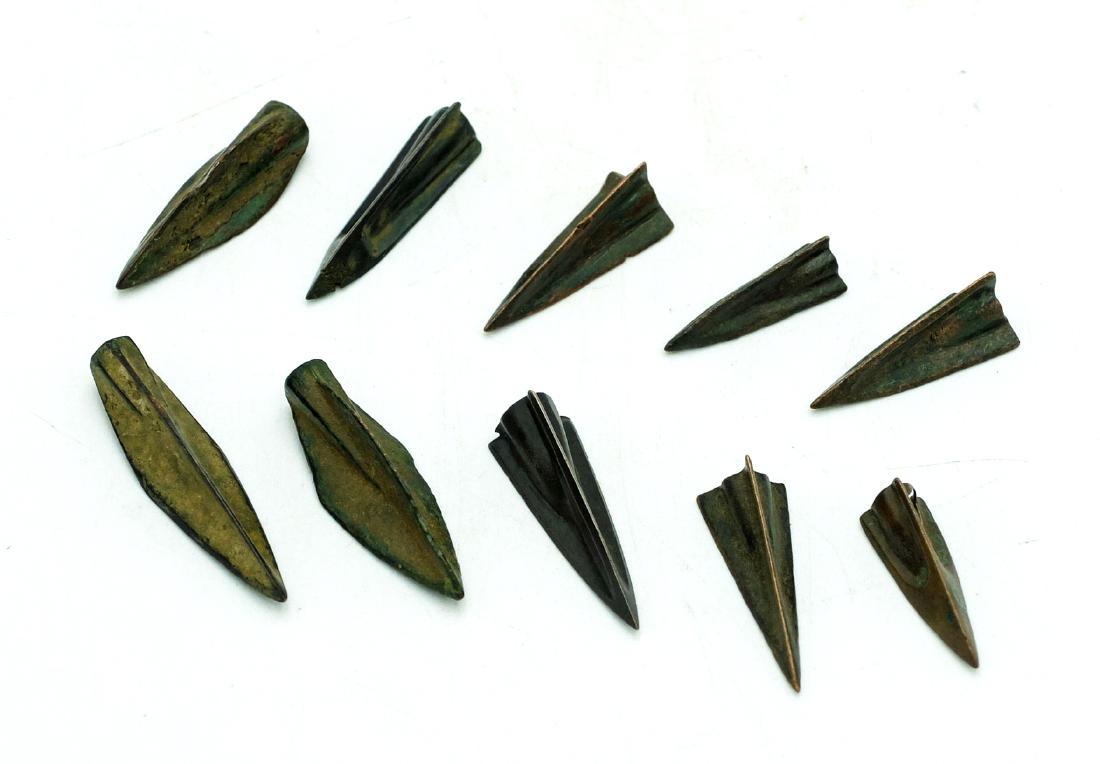 A group of 10 ancient bronze arrowheads (1 of 1)