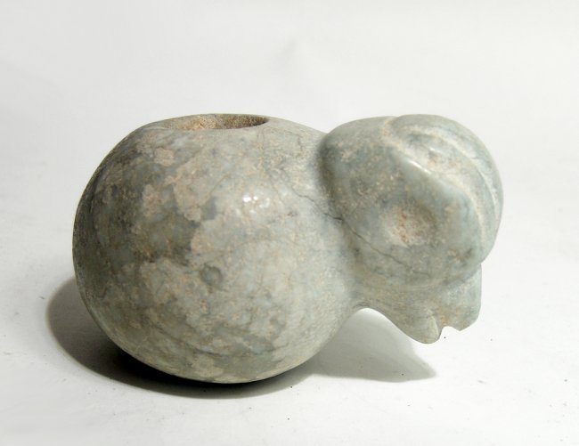 A charming Guanacaste-Nicoya jade avian mace head (1 of 5)