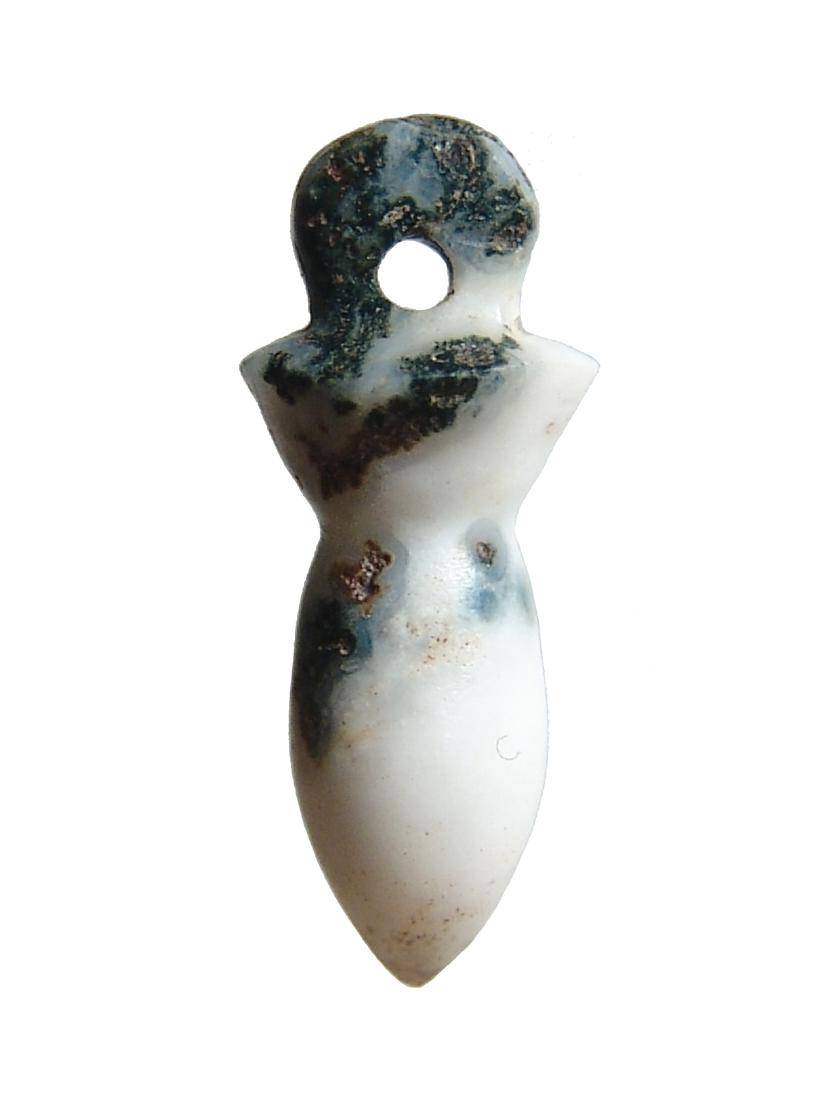 Egyptian diorite papyrus sceptre amulet, Late Period: An Egyptian diorite papyrus sceptre amulet, Late Period, c. 664 - 332 BC, the granite is beautifully speckled with good color. L: 24 mm. Cf. Petrie, Amulets, no. 20 for type. Ex Northern Virginia priv