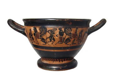 A fantastic Attic black-figure skyphos