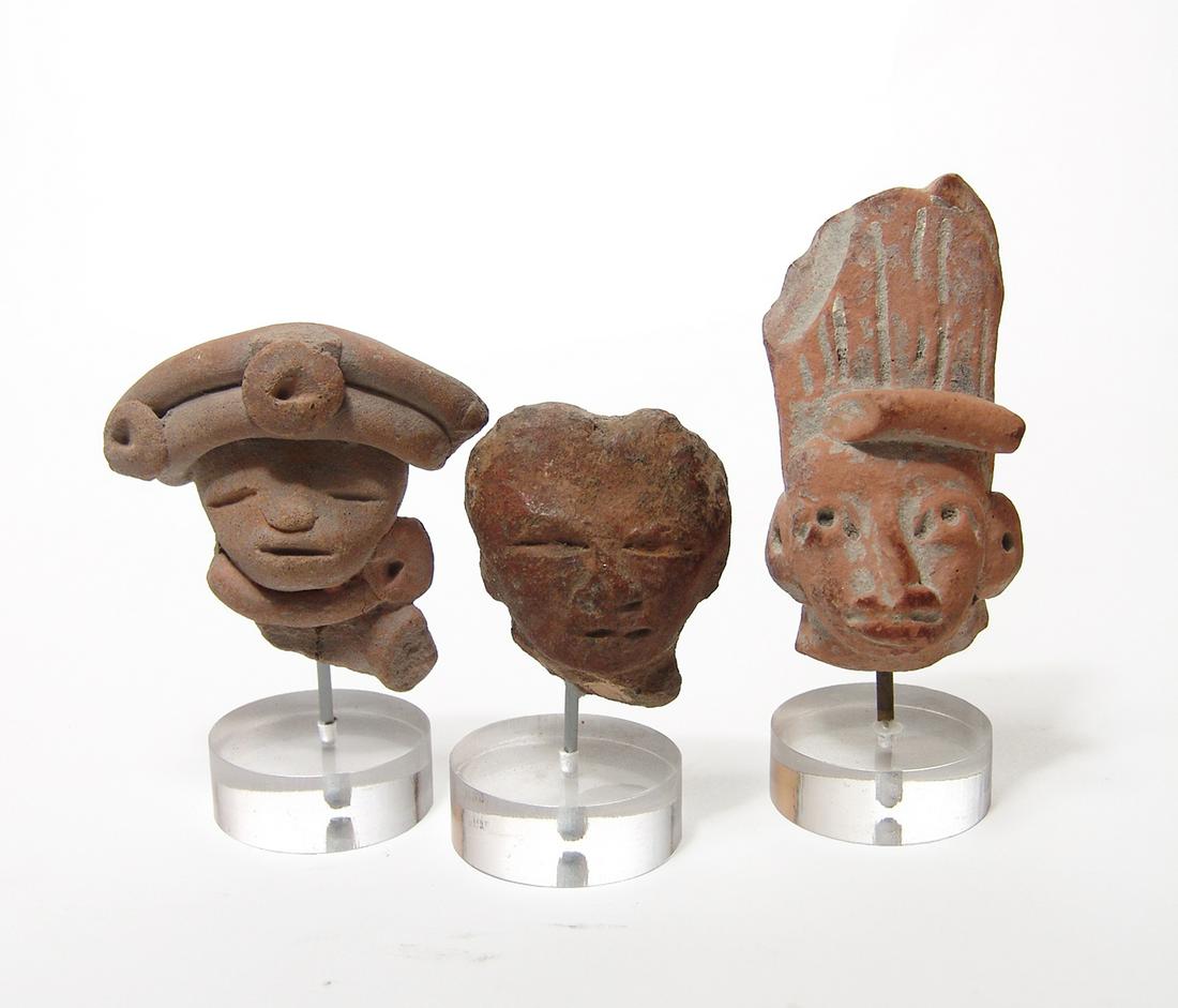 3 Pre-Columbian ceramic heads, Mexico (1 of 2)