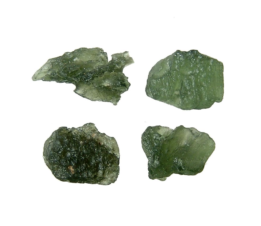 A group of 4 Moldavite tektites, Czech Republic (1 of 2)