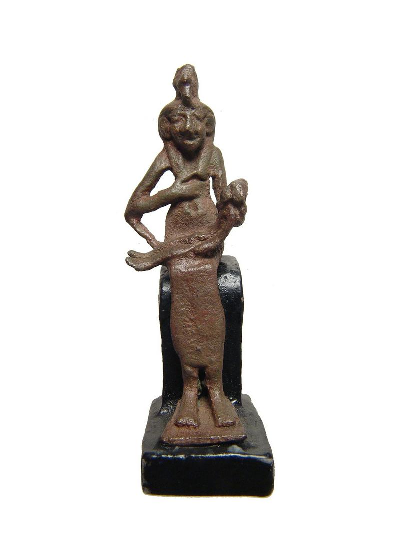 Egyptian bronze figure of Isis suckling infant Horus (1 of 5)
