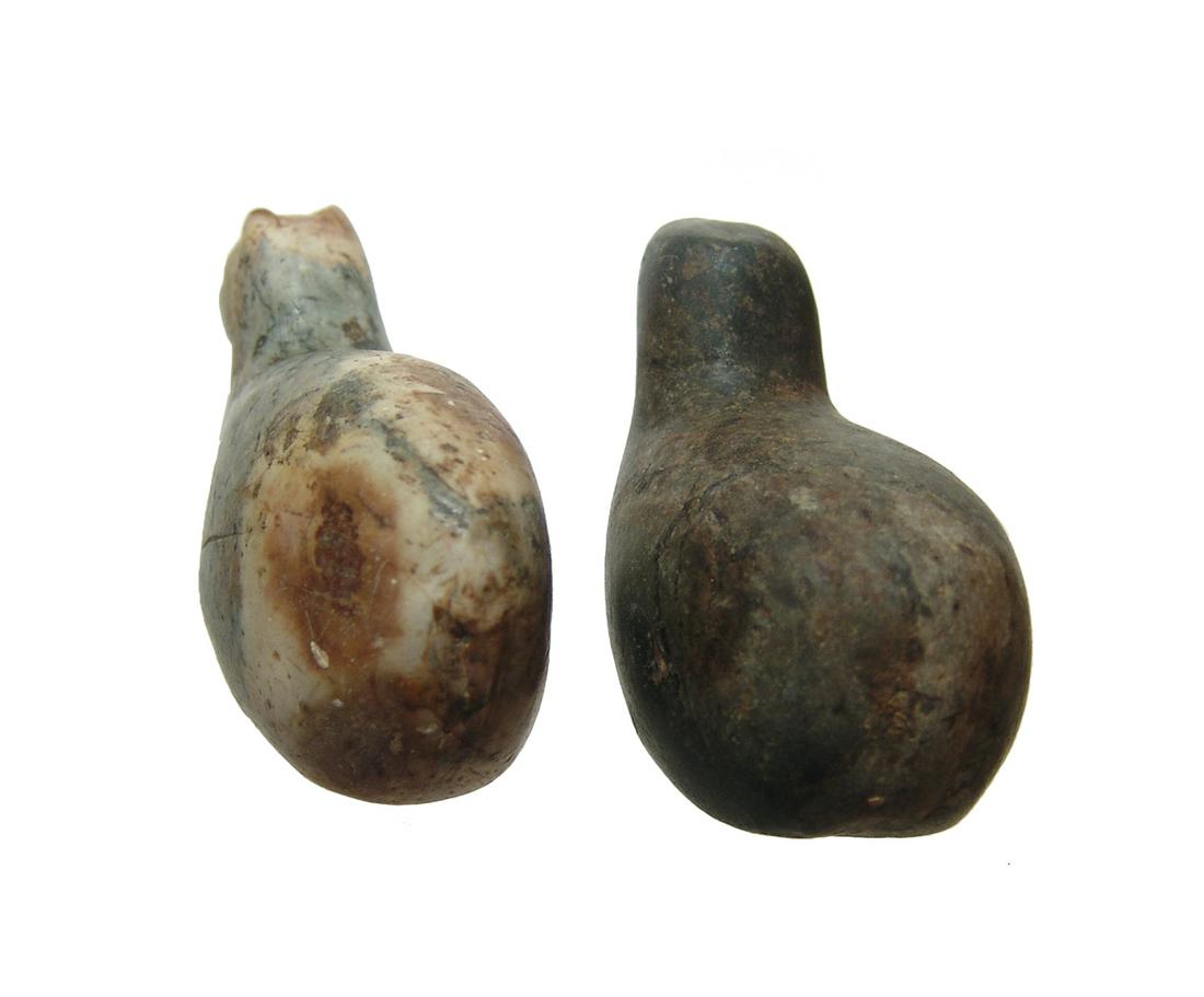 A pair of Inca stone llama conopas (1 of 4)