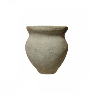 A nice little Egyptian stone votive/offering vessel: A nice little Egyptian stone votive/offering vessel, Middle Kingdom, c. 2061 - 1690 BC, with rounded body and narrow base, the mouth flared with flattened rim. The interior well-bored with thick