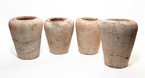 Set of 4 large Egyptian alabaster canopic jars