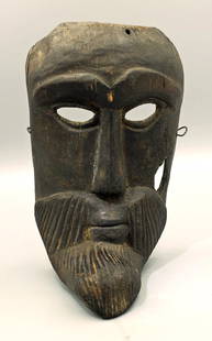 A choice Maximon mask from Guatemala: A choice Maximon mask from Guatemala, c. 1950's, beautifully carved and danced,in ceremonies, including Day of the Dead. This superbly detailed example with finely carved mustache and beard depicts