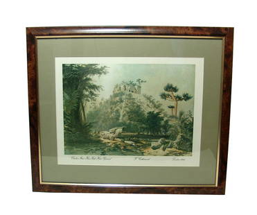 Frederick Catherwood framed print, Uxmal: Gateway: A framed print by Frederick Catherwood titled 'Uxmal: Gateway', from 'Views of Ancient Monuments in Central America', London 1844. The scene depicts workers with a serpent within the ruins of Uxmal in