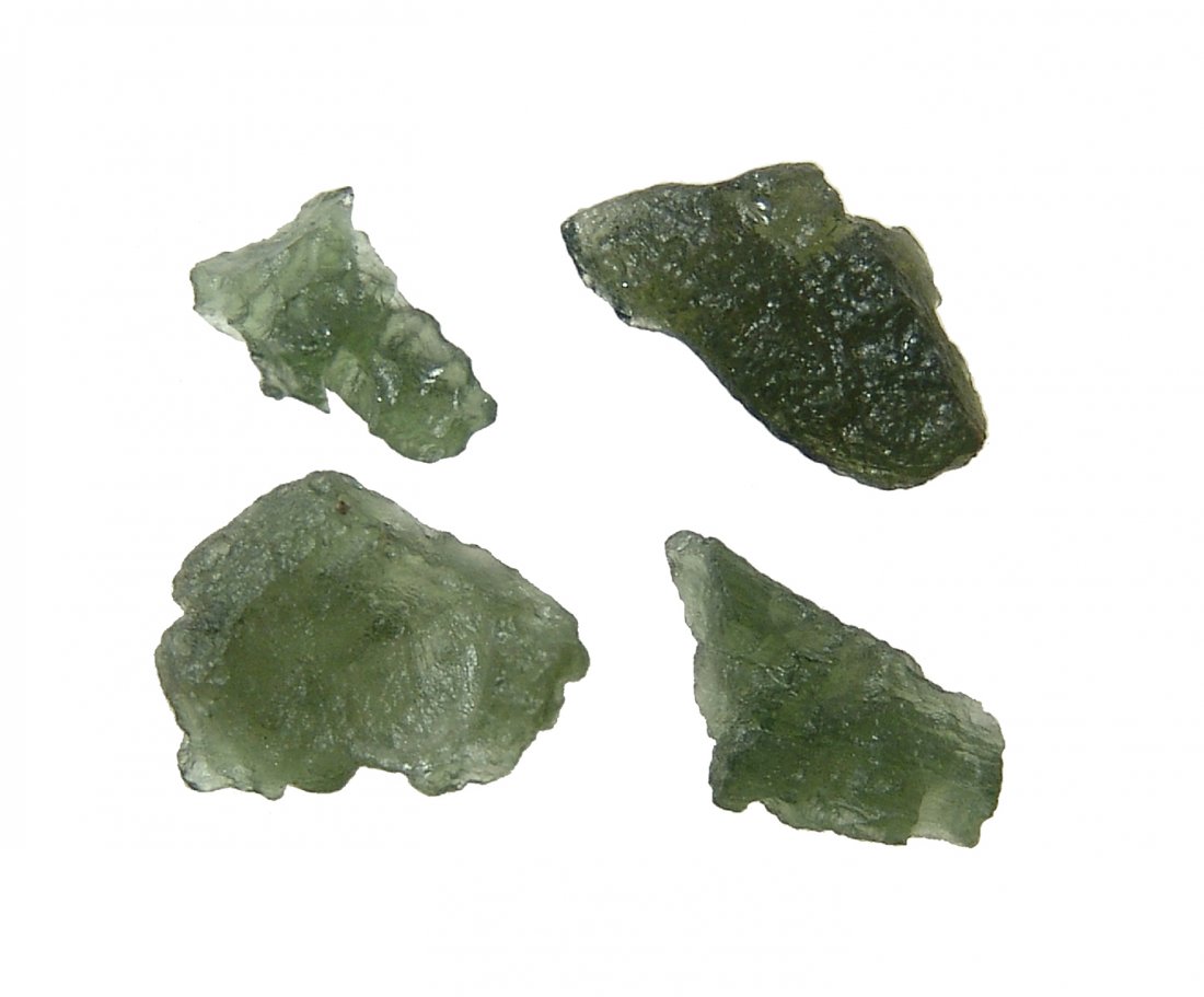 A group of 4 Moldavite tektites, Czech Republic (1 of 2)
