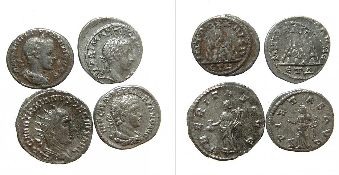 A group of 4 Roman silver coins (1 of 1)