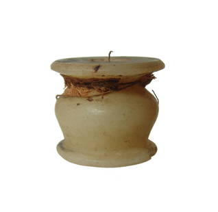 A fantastic Egyptian alabaster kohl jar, Middle Kingdom: A fantastic Egyptian alabaster kohl jar, Middle Kingdom, c. 2050 - 1710 BC, of classic type with pronounced shoulders, extended foot and wide, flat rim. The interior is vertically bordered and