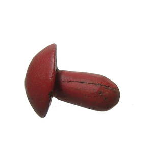 A lovely Egyptian red glass ear plug, New Kingdom: A lovely Egyptian red glass ear plug, New Kingdom, c. 1570 - 1075 BC, with domed cap. Nicely formed from opaque red glass. 22 x 20 mm. Ex Connecticut private collection acquired from Susette Khayat,