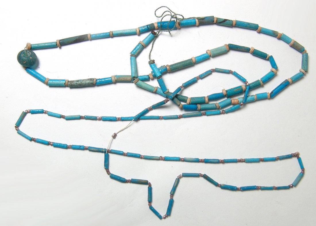 A pair of Egyptian faience bead necklaces, Late Period (1 of 3)