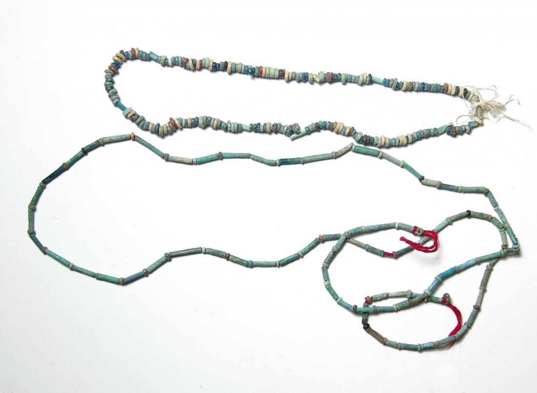 A lot of two strands of Egyptian faience beads (1 of 3)