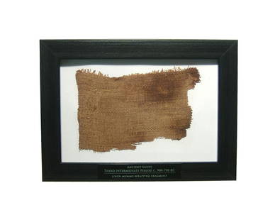A large swatch of Egyptian mummy linen: A large swatch of Egyptian 'mummy' linen, 3rd Intermediate Period c. 1075 - 664 BC, tan to brown color, with dark stains from the resins and oils used during the mummification practice. Nicely