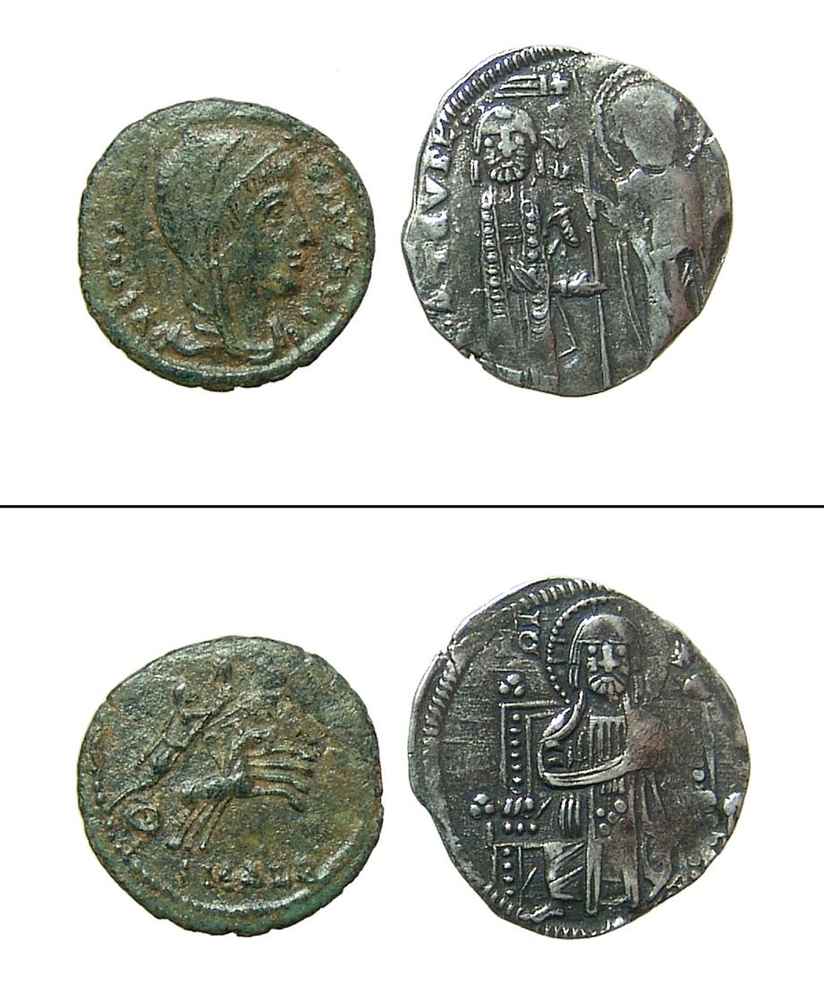 A pair of ancient bronze and silver coins (1 of 1)