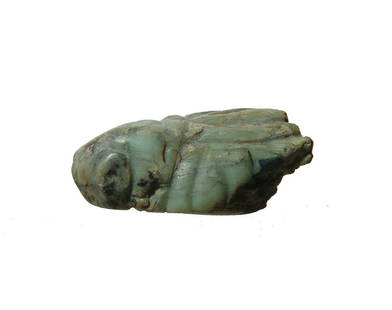 A Chinese antique jade cicada: A Chinese antique jade cicada. The carved detailed and losses to the backend. Likely late 19thy - early 20th Century, but possibly older. L: 2 in (5 cm).