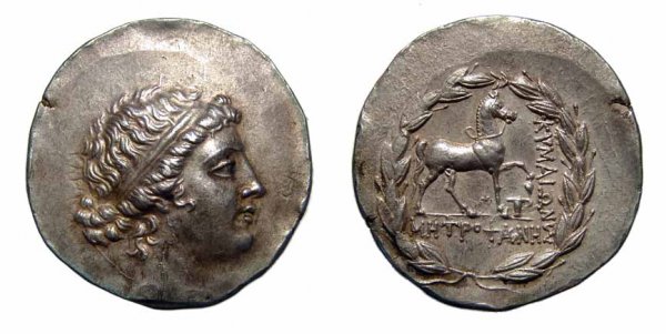 Aeolis. Kyme, c.165 – 140 BC. AR Tetradrachm. 16.58: Aeolis. Kyme, c.165 – 140 BC. AR Tetradrachm. 16.58g. Stephanophoric Type. Metrophanes, magistrate. Head of the Amazon Kyme rt., wearing taenia. / Horse prancing rt.; KYMAIΩN to rt., one-handl