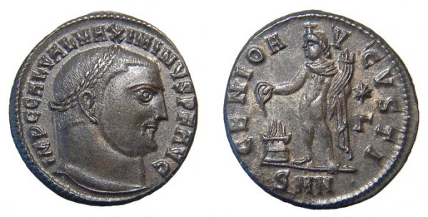Maximinus II, AE-Follis, AD 312-3. Nicomedia. EF: Roman Empire. Maximinus II, AD 309 – 313. Æ Follis, AD 312-3. Nicomedia. 4.96g, IMP C GAL VAL MAXIMINVS PF AVG, his laureate head rt. / GENIO AVGVSTI, Genius standing lt., holding a patera ove