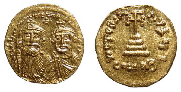 Byzantine Empire. Heraclius. Gold Solidus. Mint: Byzantine Empire. Heraclius Constantine, AD 610 – 640. Gold Solidus, AD 629 – 632. Constantinople. 10th Officina. 4.42g. A/ dd NN hERACLIuS ET hERA CONST P P AV, facing busts of Heraclius on lt. a