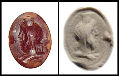 Roman agate ringstone with draped bust of Serapis: An oval ringstone of blood red-orange agate with the draped bust of Serapis in profile, Roman Egypt, early 3rd Century AD. Intact with pleasant style and no wear. 11 x 8mm. Ex collection of Albert F. 
