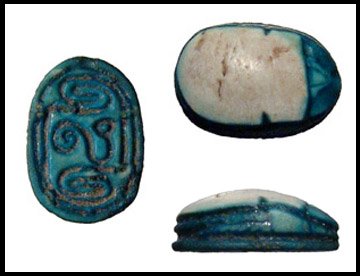 Beautiful green glazed steatite 2nd Int. scarab: Ancient Egypt. A beautiful green glazed steatite 2nd Intermediate scarab, c. 1750 - 1570 BC. The base is nicely incised with a scroll pattern. 12 x 9mm. Intact and quite scarce with such nice green gl