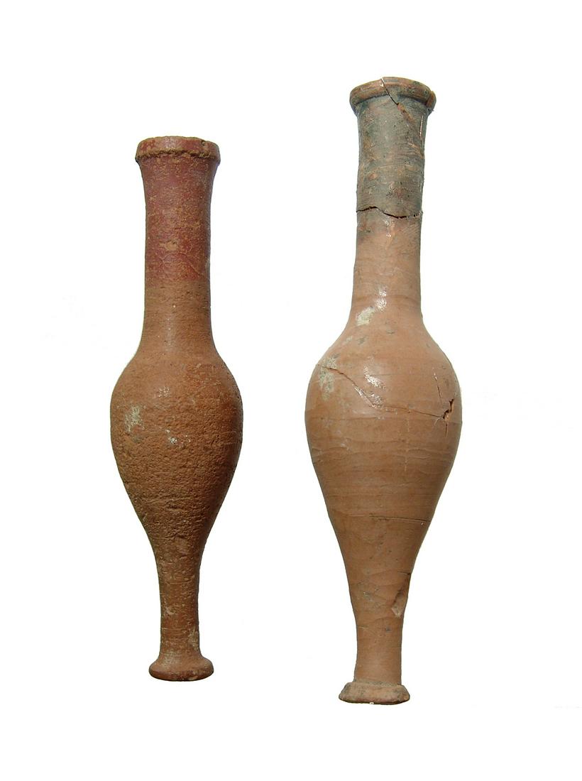 A pair of dainty Roman spindle bottles (1 of 2)