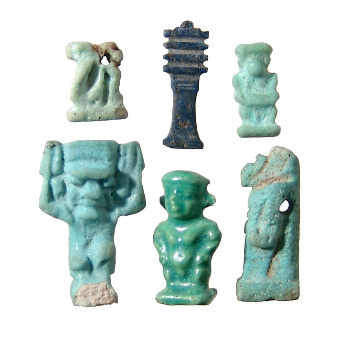 A group of 6 Egyptian amulets (1 of 2)