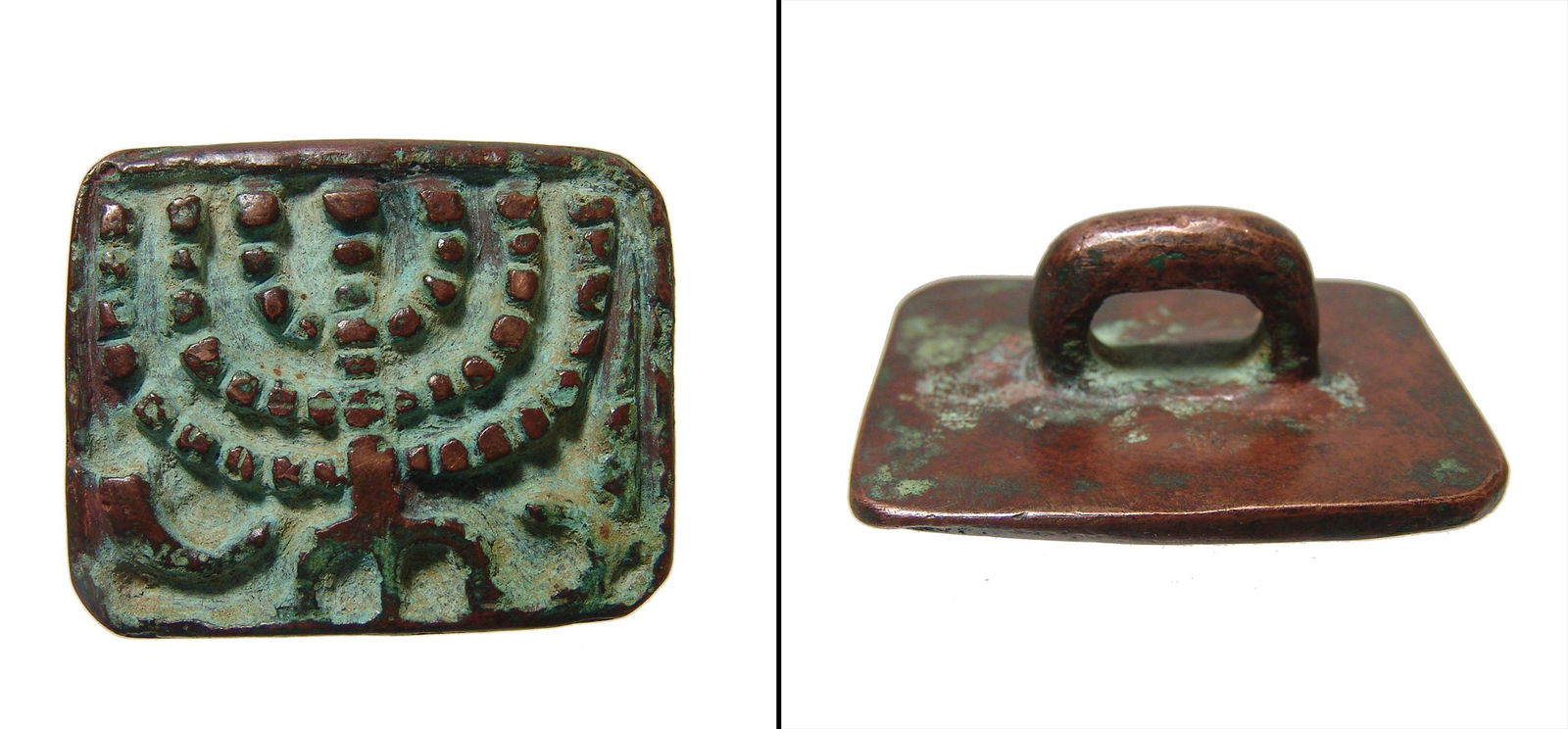 Important Byzantine bronze bread stamp with a menorah (1 of 1)