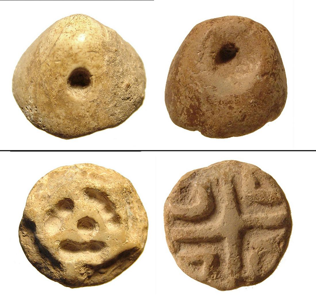A pair of ancient stamp seals, stone and ceramic (1 of 1)