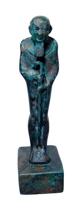Grand Tour. Bronze figure of Egyptian god Ptah: An attractive bronze figure of the Egyptian god Ptah. A handsome display piece from a French museum, purchased many decades ago. H: 5 1/2" (14.2 cm).
