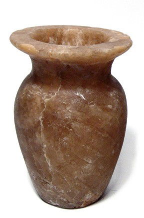 Grand Tour. Alabaster vase from Egypt: An alabaster vase from Egypt. A nice example with translucent walls, purchased in the 1960's. H: 4 3/8" (11.3 cm).