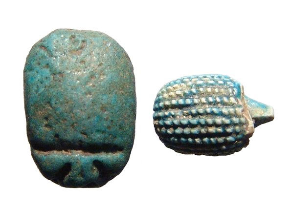 Egyptian Scaraboid in the form of a Hedgehog and a: An Egyptian Scaraboid in the form of a Hedgehog and a scarab. The first is a nicely carved steatite scaraboid in the form of a hedgehog, New Kingdom, c. 1570 - 1075 BC, with characteristic body and na