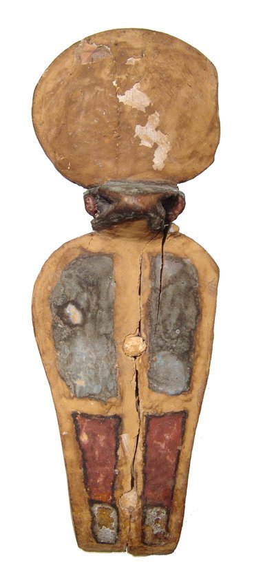 Egyptian wood uraeus or erect cobra: An Egyptian wood uraeus or erect cobra, Late Period, c. 664 - 30 BC, nicely carved with remains of gesso and patches of gilding on the front of the hood. H: 8 in (20.3cm). Ex antiquities collection fr