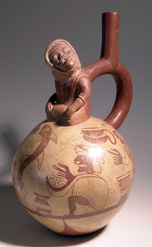 A rare Pre-Columbian figural fineline bottle (1 of 5)
