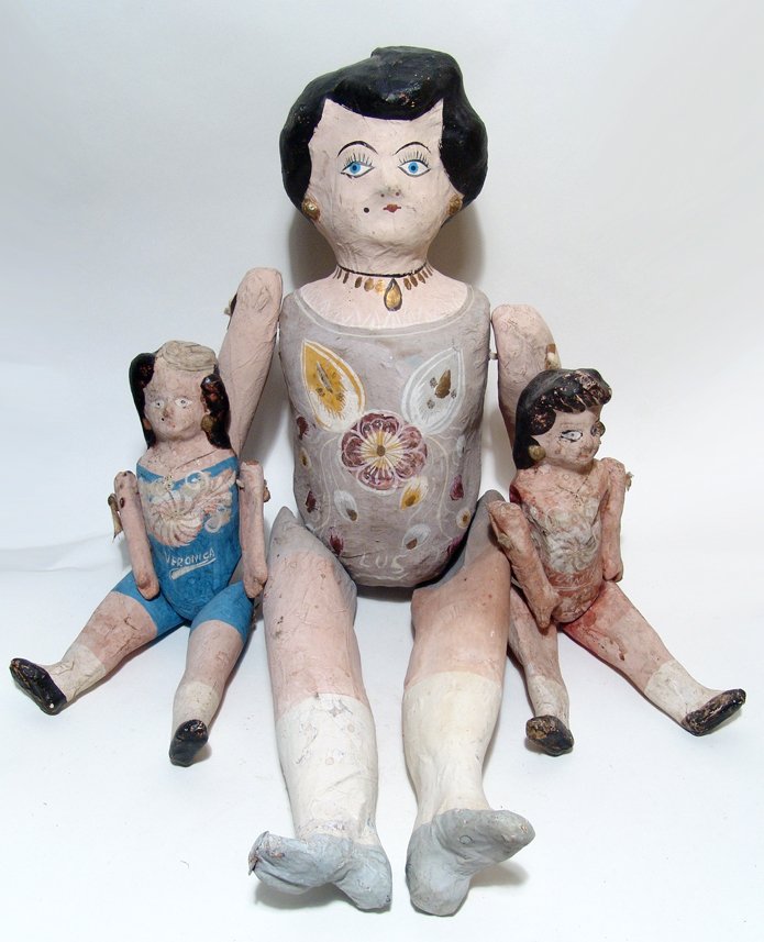 3 vintage Mexican paper-mache dolls (1 of 5)