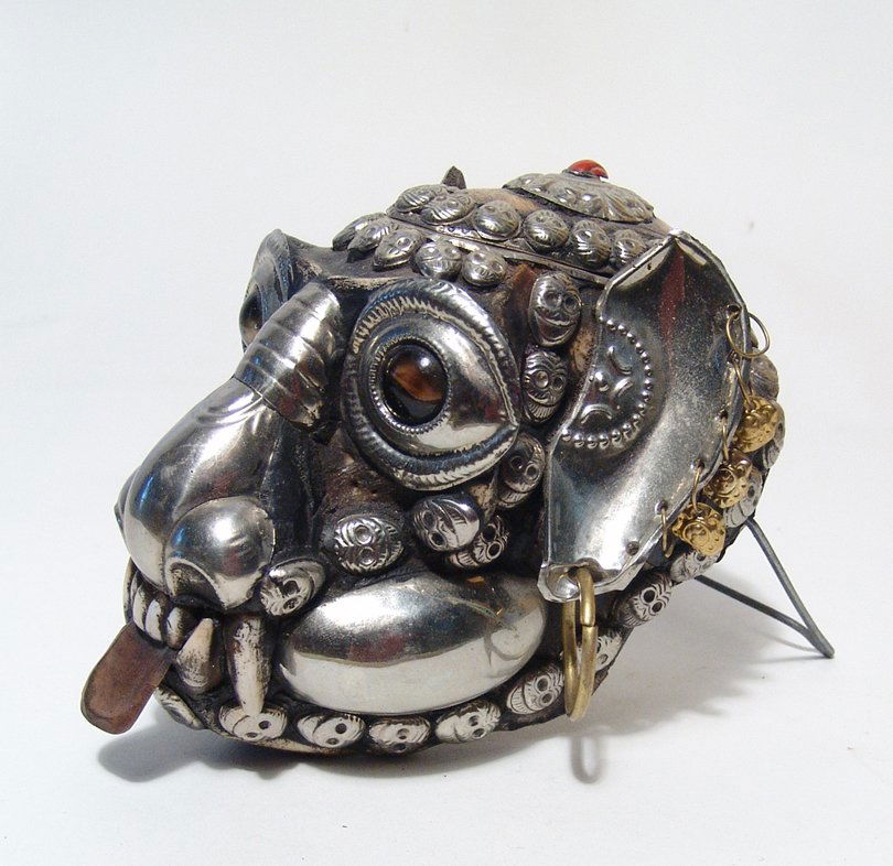 Buddhist Tibetan monkey skull Kapala or offering cup (1 of 8)