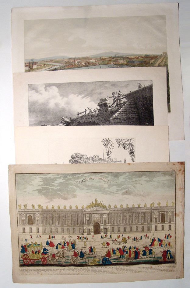 4 large 18th - 19th Century French engravings (1 of 5)