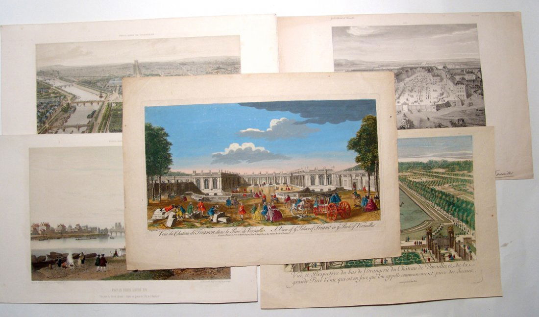5 hand colored 18th - 19th Century French engravings (1 of 6)
