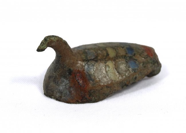 Romano-British bronze brooch , form  of a nesting bird (1 of 3)