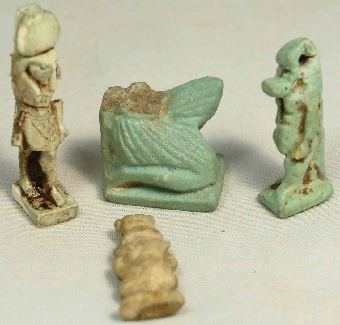 A lot of 4 Egyptian faience amulets (1 of 2)
