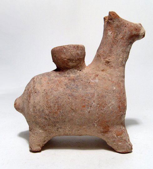 Near Eastern terracotta rhyton in the form of bull (1 of 3)