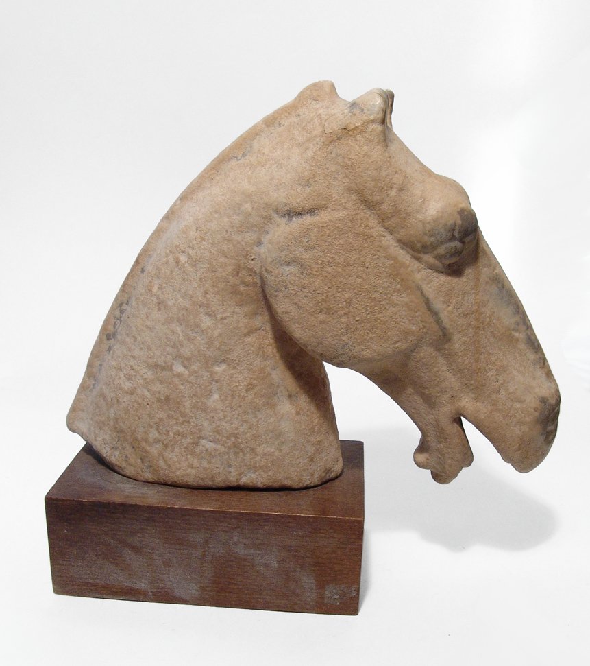 A large Han terracotta head of a horse (1 of 5)