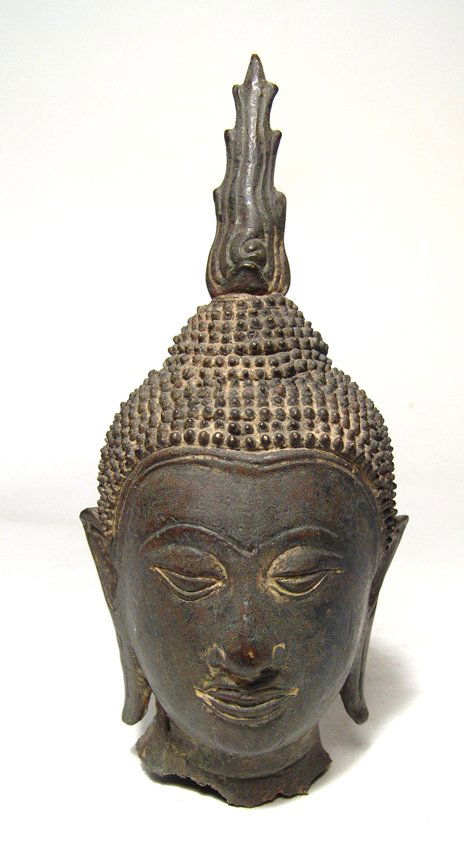 A beautiful bronze head of Buddha, Thailand (1 of 5)