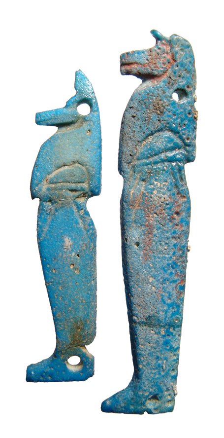 Pair of Egyptian faience figures of Duamutef (1 of 2)