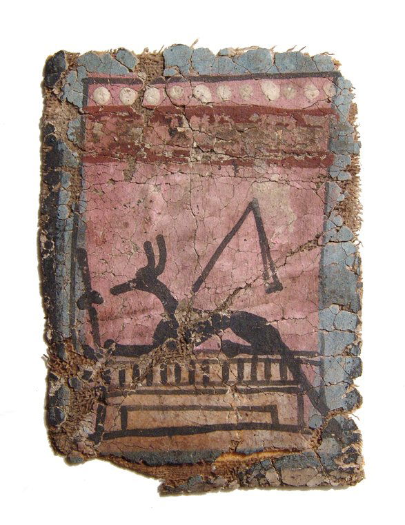 Egyptian cartonnage fragment depicting Anubis (1 of 1)