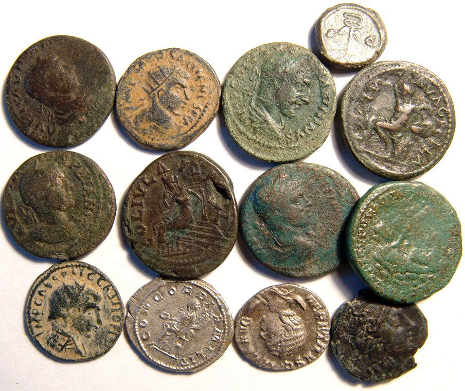 A lot of 15 Roman silver and bronze coins (1 of 1)