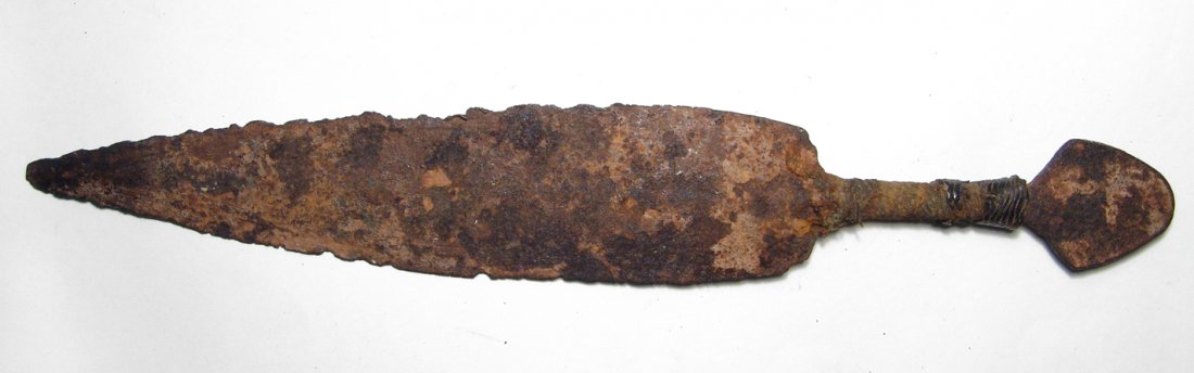 Roman iron dagger with leather grip still remaining (1 of 2)