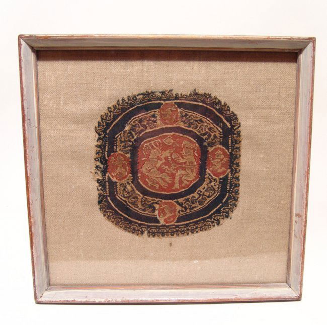 A framed Coptic textile fragment,Roman Egypt (1 of 3)