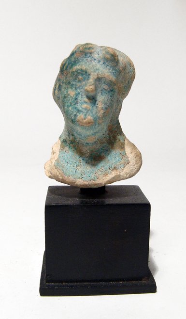 Greek turquoise glazed faience bust of a female, (1 of 4)